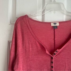 Old Navy Henley Long Sleeve Shirt Pink Size L
